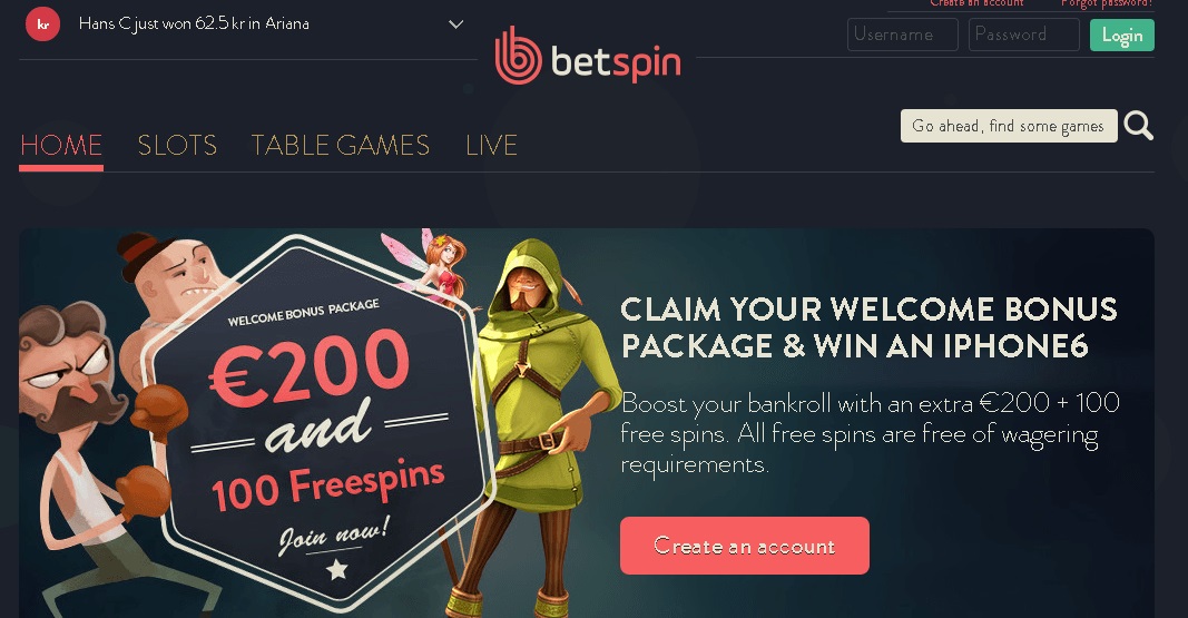 Exclusive Welcome Bonus At BetSpin Casino