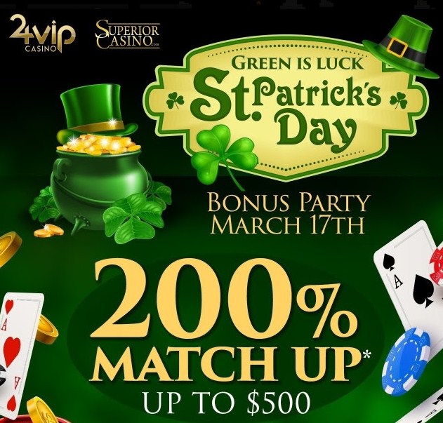 24VIP and Superior Casino Announce the Promotion to St. Patrick’s Day