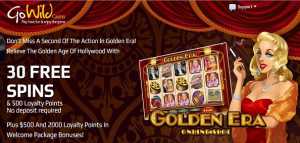 Get 30 free spins on Golden Era video slot at GoWild Casino!