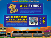 'Mega Moolah 5 Reel Drive' by 'Microgaming'. Click the image to enlarge.