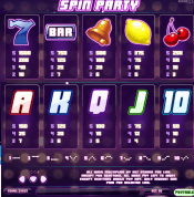 'Spin Party' by 'Play'n GO'. Click the image to enlarge.